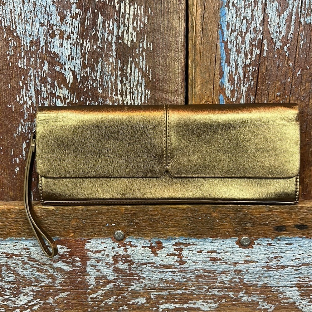Alfani Vintage Leather Metallic Bronze Clutch
